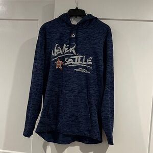 Houston Astros “Never Settle” Blue Hoodie with White and Orange Accents